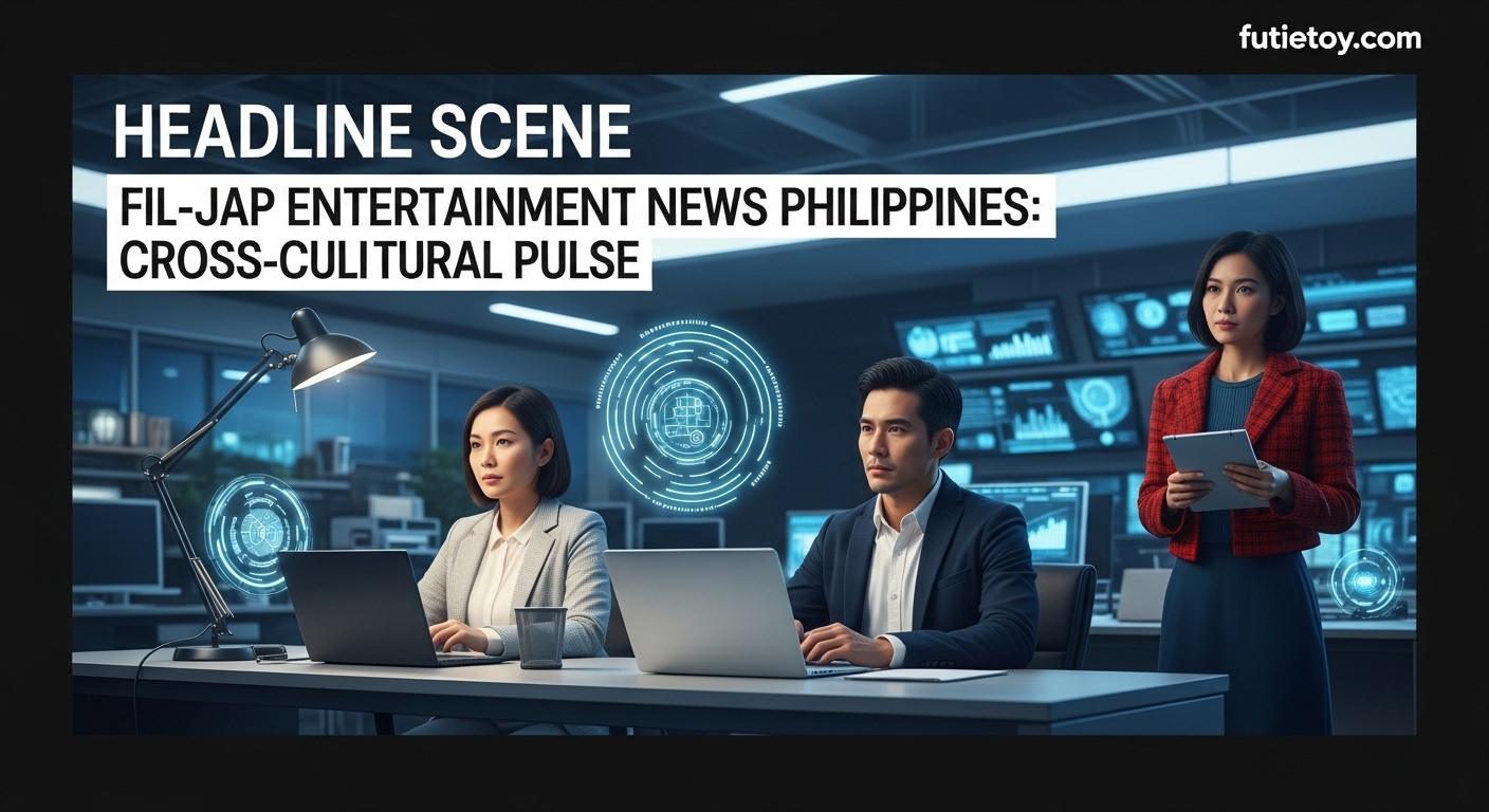 Filipino dancer collaborating with a Japanese choreographer in a studio, Manila skyline in the background