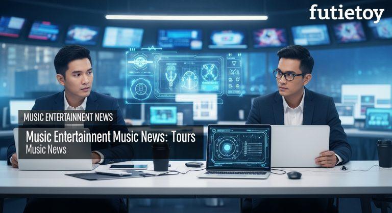 Crowd at a Philippine concert with musical notes and map motif