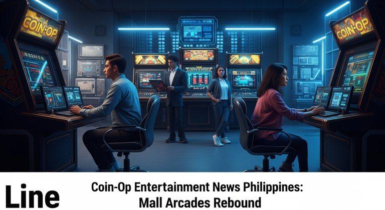 Family and friends playing coin-operated arcade games in a Philippine mall.