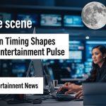 Full moon over a Philippine city at night with entertainment venues and silhouettes of people gathering.