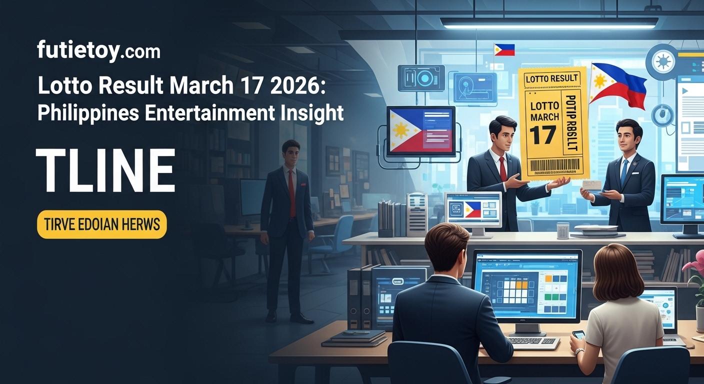 Newsroom illustration showing lottery results discussion and audience engagement in the Philippines.