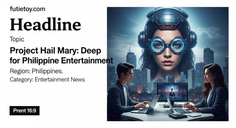 Concept art for a Philippine-focused Project Hail Mary feature with space imagery and Manila skyline.