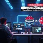 Wizards vs Pistons logos in a stylized arena